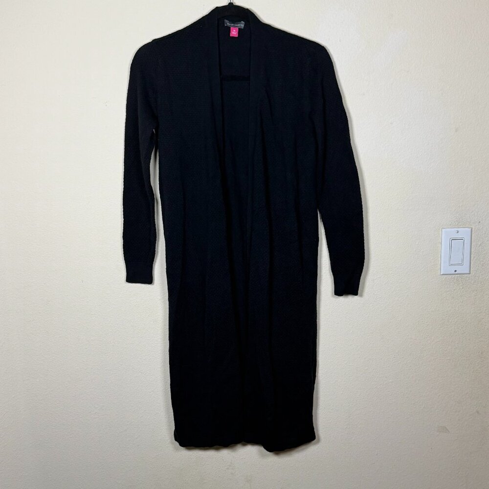 Vince Camuto Black Open-Front Long Cardigan Duster Layer Size XS